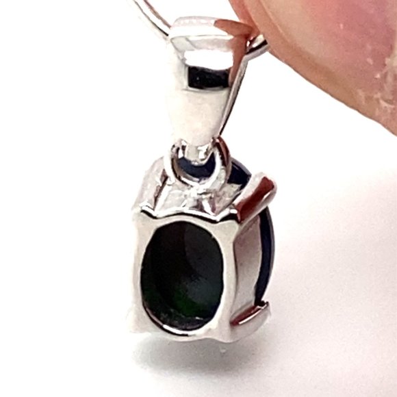 Blue Opal 2.52ct Platinum Solid Silver Pendant - Picture 2 of 6